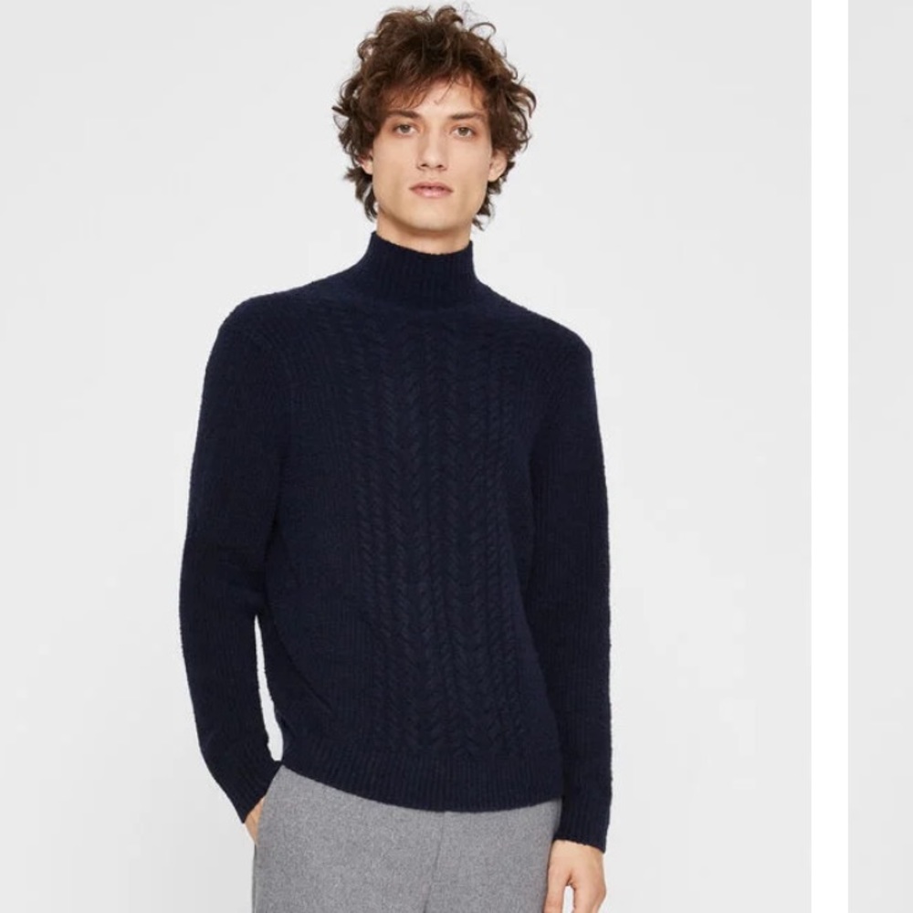 Club Monaco Boucle Cable Sweater, Navy, Size M